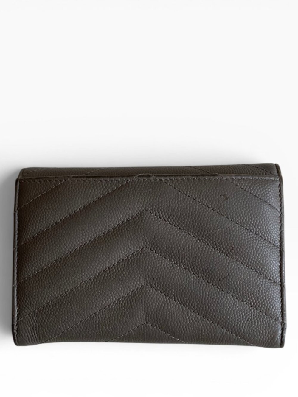 YSL Uptown Compact Wallet Grey Grained Leather - Picture 4 of 13